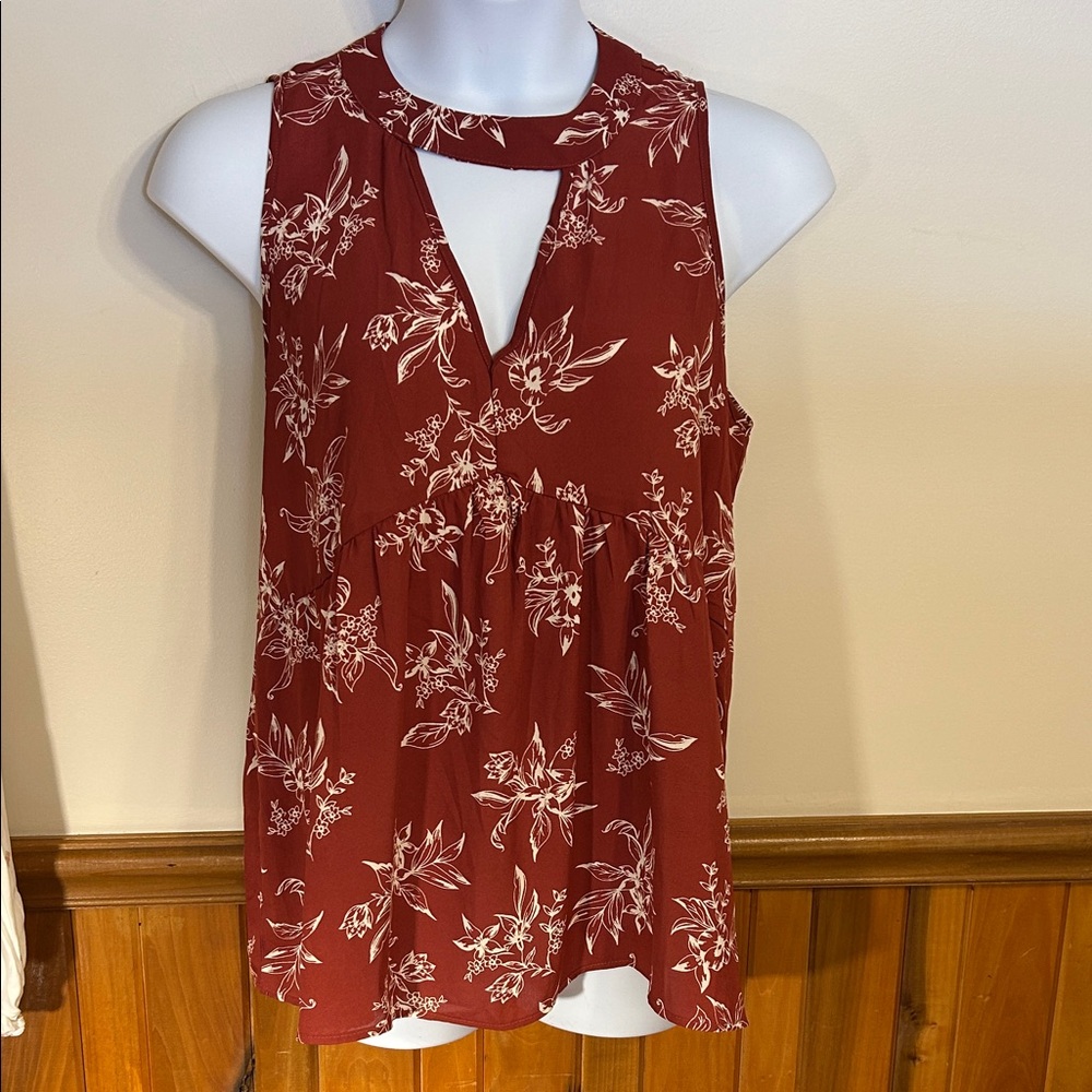 Floral Sleeveless Top - Rust  Size 2 XL
